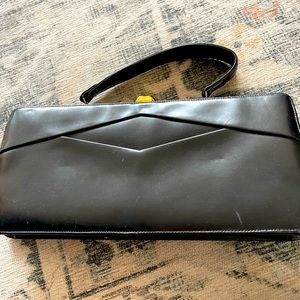 Authentic Vintage circa 1990’s black  genuine leather purse with gold hardware